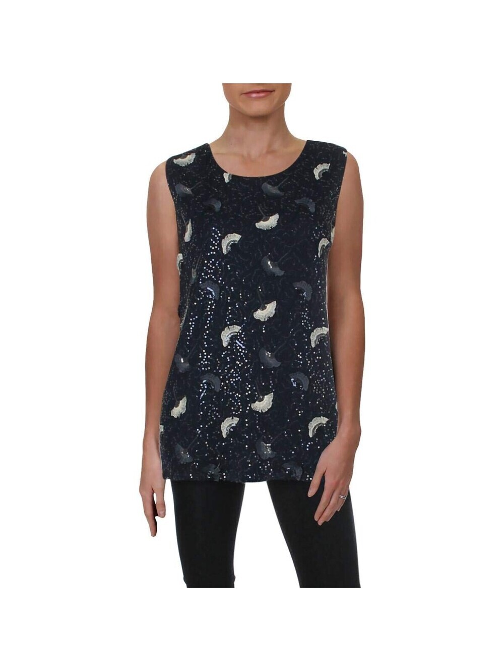 Alfani Womens Sleeveless 3D Sequin Top Size 2XL